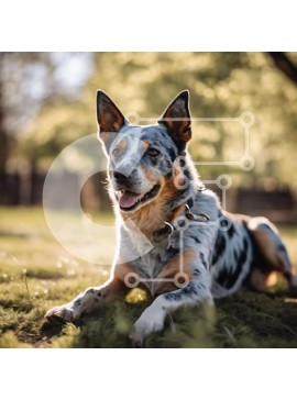 Intra Συλλεκτικό Ξύλινο Παζλ Plywood  4mm - Μπλε και άσπρο σκυλί που χαλαρώνει σε εξωτερικούς χώρους Σε Ξύλινο Κουτί - Διαστάσεις: 10x10 cm – 25 κομμάτια