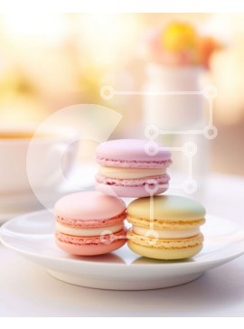 Σετ των 2 Intra Συλλεκτικό Ξύλινο Παζλ Plywood  4mm - Τρία αμυγδαλωτά και τσάι στο άσπρο πιάτο Σε Ξύλινο Κουτί - Διαστάσεις: 10x10 cm – 25 κομμάτια