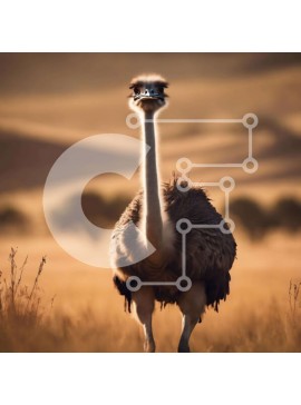 Intra Συλλεκτικό Ξύλινο Παζλ Plywood  4mm - Περίεργη στρουθοκάμηλος στο λιβάδι Σε Ξύλινο Κουτί - Διαστάσεις: 10x10 cm – 25 κομμάτια