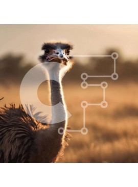 Intra Συλλεκτικό Ξύλινο Παζλ Plywood  4mm - Περίεργη στρουθοκάμηλος σε χωράφι με χορτάρι Σε Ξύλινο Κουτί - Διαστάσεις: 10x10 cm – 25 κομμάτια