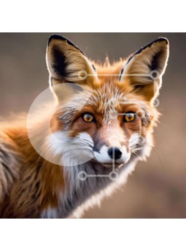 Intra Συλλεκτικό Ξύλινο Παζλ Plywood  4mm - Κοντινό πλάνο μιας πορτοκαλί αλεπούς που κοιτάζει επίμονα την κάμερα Σε Ξύλινο Κουτί - Διαστάσεις: 10x10 cm – 25 κομμάτια