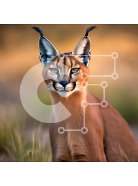 Intra Συλλεκτικό Ξύλινο Παζλ Plywood  4mm - Caracal γάτα που κάθεται στο γρασίδι Σε Ξύλινο Κουτί - Διαστάσεις: 10x10 cm – 25 κομμάτια