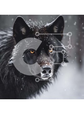 Intra Συλλεκτικό Ξύλινο Παζλ Plywood  4mm - Μαύρος λύκος στο χιόνι Σε Ξύλινο Κουτί - Διαστάσεις: 10x10 cm – 25 κομμάτια