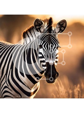 Intra Συλλεκτικό Ξύλινο Παζλ Plywood  4mm - Ζέβρα στο γρασίδι που κοιτάζει επίμονα την κάμερα Σε Ξύλινο Κουτί - Διαστάσεις: 10x10 cm – 25 κομμάτια