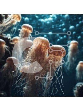 Intra Συλλεκτικό Ξύλινο Παζλ Plywood  4mm - Μέδουσες που κολυμπούν στο ενυδρείο Σε Ξύλινο Κουτί - Διαστάσεις: 10x10 cm – 25 κομμάτια