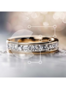 Σετ των 2 Intra Συλλεκτικό Ξύλινο Παζλ Plywood  4mm - Κίτρινο χρυσό γαμήλιο συγκρότημα με διαμάντια σε αφηρημένο φόντο Σε Ξύλινο Κουτί - Διαστάσεις: 10x10 cm – 25 κομμάτια