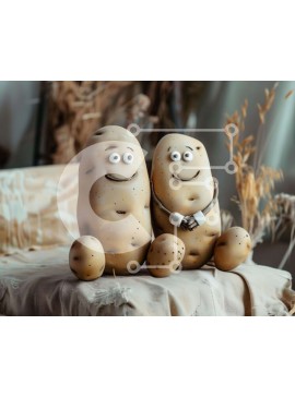 Intra Συλλεκτικό Ξύλινο Παζλ Plywood  4mm - Έννοια αρραβώνων ή γαμήλιας δεξίωσης με ειδώλια πατάτας Σε Ξύλινο Κουτί - Διαστάσεις Puzzle: 10x10 cm – 25 κομμάτια