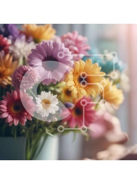 Σετ των 2 Intra Συλλεκτικό Ξύλινο Παζλ Plywood  4mm - Πολύχρωμη ανθοσυνθέσεις σε μπλε βάζο Σε Ξύλινο Κουτί - Διαστάσεις: 10x10 cm – 25 κομμάτια