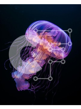 Intra Συλλεκτικό Ξύλινο Παζλ Plywood  4mm - Πολύχρωμες μέδουσες που κολυμπούν στα σκοτεινά νερά Σε Ξύλινο Κουτί - Διαστάσεις: 10x10 cm – 25 κομμάτια