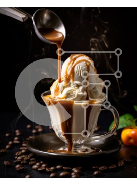 Σετ των 2 Intra Συλλεκτικό Ξύλινο Παζλ Plywood  4mm - Νόστιμο παγωτό με σάλτσα καραμέλας και κόκκους καφέ Σε Ξύλινο Κουτί - Διαστάσεις: 10x10 cm – 25 κομμάτια