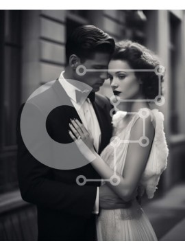 Intra Συλλεκτικό Ξύλινο Παζλ Plywood  4mm - Επίσημα ντυμένο ζευγάρι αγκαλιασμένο στα ασπρόμαυρα Σε Ξύλινο Κουτί - Διαστάσεις Puzzle: 10x10 cm – 25 κομμάτια