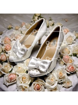 Σετ των 2 Intra Συλλεκτικό Ξύλινο Παζλ Plywood  4mm - Λευκά παπούτσια γάμου με τριαντάφυλλα Σε Ξύλινο Κουτί - Διαστάσεις: 10x10 cm – 25 κομμάτια