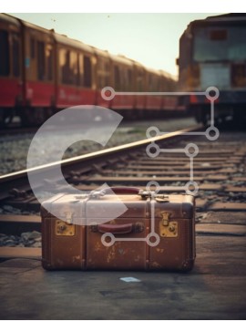 Intra Συλλεκτικό Ξύλινο Παζλ Plywood  4mm - Χαμένη καφέ βαλίτσα δίπλα στις γραμμές του τρένου Σε Ξύλινο Κουτί - Διαστάσεις Puzzle: 10x10 cm – 25 κομμάτια