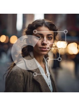 Intra Συλλεκτικό Ξύλινο Παζλ Plywood  4mm - Νεαρή γυναίκα στην αστική οδό τη νύχτα Σε Ξύλινο Κουτί - Διαστάσεις Puzzle: 10x10 cm – 25 κομμάτια