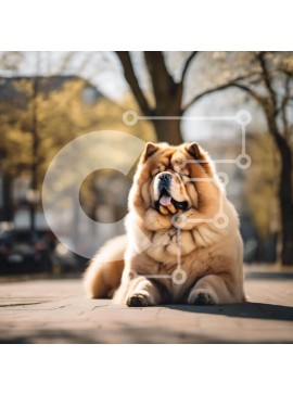 Intra Συλλεκτικό Ξύλινο Παζλ Plywood  4mm - Μεγάλο χνουδωτό σκυλί που χαλαρώνει σε εξωτερικούς χώρους στο πεζοδρόμιο Σε Ξύλινο Κουτί - Διαστάσεις: 10x10 cm – 25 κομμάτια