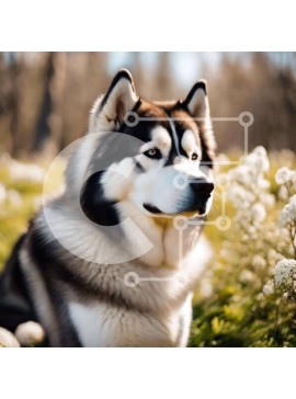 Intra Συλλεκτικό Ξύλινο Παζλ Plywood  4mm - Μαύρο και άσπρο σκυλί γεροδεμένο στο γρασίδι Σε Ξύλινο Κουτί - Διαστάσεις: 10x10 cm – 25 κομμάτια