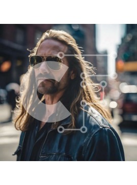 Intra Συλλεκτικό Ξύλινο Παζλ Plywood  4mm - Άνδρας με μακριά μαλλιά στην Urban Street Σε Ξύλινο Κουτί - Διαστάσεις Puzzle: 10x10 cm – 25 κομμάτια