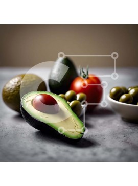 Σετ των 2 Intra Συλλεκτικό Ξύλινο Παζλ Plywood  4mm - Αβοκάντο, ντομάτες, ελιές και άλλα φρούτα και λαχανικά σε γκρίζο τραπέζι Σε Ξύλινο Κουτί - Διαστάσεις: 10x10 cm – 25 κομμάτια