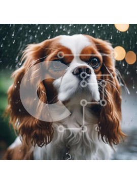 Intra Συλλεκτικό Ξύλινο Παζλ Plywood  4mm - Καφέ και άσπρο σκυλί στη βροχή Σε Ξύλινο Κουτί - Διαστάσεις: 10x10 cm – 25 κομμάτια