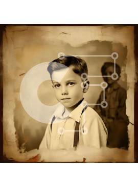 Intra Συλλεκτικό Ξύλινο Παζλ Plywood  4mm - Vintage ασπρόμαυρη φωτογραφία δύο αγοριών Σε Ξύλινο Κουτί - Διαστάσεις Puzzle: 10x10 cm – 25 κομμάτια