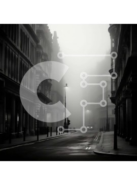 Intra Συλλεκτικό Ξύλινο Παζλ Plywood  4mm - Ομιχλώδης αστική οδός με αυτοκίνητο Σε Ξύλινο Κουτί - Διαστάσεις Puzzle: 10x10 cm – 25 κομμάτια