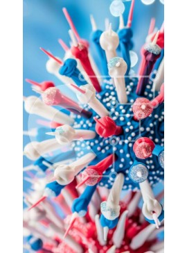 Intra Συλλεκτικό Ξύλινο Παζλ Plywood  4mm - Έργο τέχνης με κόκκινο, λευκό και μπλε οδοντογλυφίδα Σε Ξύλινο Κουτί - Διαστάσεις Puzzle: 10x10 cm – 25 κομμάτια