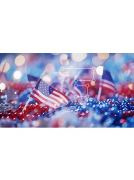 Intra Συλλεκτικό Ξύλινο Παζλ Plywood  4mm - Πατριωτικό υπόβαθρο αμερικανικών σημαιών Σε Ξύλινο Κουτί - Διαστάσεις Puzzle: 10x10 cm – 25 κομμάτια