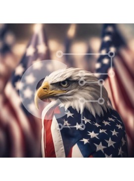 Intra Συλλεκτικό Ξύλινο Παζλ Plywood  4mm - Αετός στην αμερικανική σημαία με άλλες σημαίες Σε Ξύλινο Κουτί - Διαστάσεις: 10x10 cm – 25 κομμάτια