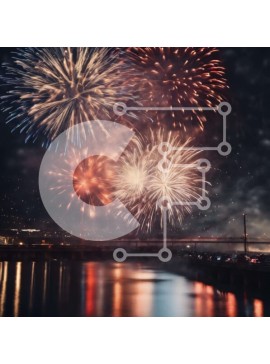 Intra Συλλεκτικό Ξύλινο Παζλ Plywood  4mm - Επίδειξη πυροτεχνημάτων νυχτερινού ουρανού με αυτοκίνητα και βάρκες Σε Ξύλινο Κουτί - Διαστάσεις: 10x10 cm – 25 κομμάτια