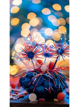 Intra Συλλεκτικό Ξύλινο Παζλ Plywood  4mm - Πολύχρωμα πυροτεχνήματα και επίδειξη κομφετί Σε Ξύλινο Κουτί - Διαστάσεις Puzzle: 10x10 cm – 25 κομμάτια