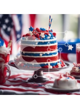 Σετ των 2 Intra Συλλεκτικό Ξύλινο Παζλ Plywood  4mm - Πατριωτικό κέικ με κόκκινες, λευκές και μπλε διακοσμήσεις Σε Ξύλινο Κουτί - Διαστάσεις: 10x10 cm – 25 κομμάτια
