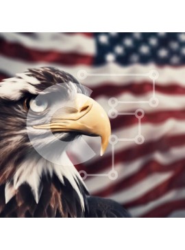 Intra Συλλεκτικό Ξύλινο Παζλ Plywood  4mm - Αετός μπροστά από την αμερικανική σημαία Σε Ξύλινο Κουτί - Διαστάσεις: 10x10 cm – 25 κομμάτια