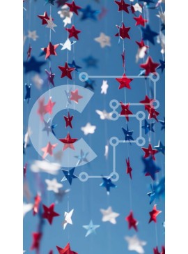 Intra Συλλεκτικό Ξύλινο Παζλ Plywood  4mm - Κόκκινα, λευκά και μπλε διακοσμητικά από χαρτί σε σχήμα αστεριού Σε Ξύλινο Κουτί - Διαστάσεις Puzzle: 10x10 cm – 25 κομμάτια