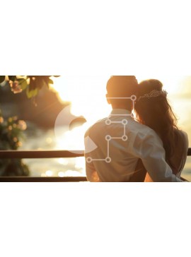 Intra Συλλεκτικό Ξύλινο Παζλ Plywood  4mm - Νεόνυμφο ζευγάρι που αγκαλιάζεται στο ηλιοβασίλεμα Σε Ξύλινο Κουτί - Διαστάσεις Puzzle: 10x10 cm – 25 κομμάτια