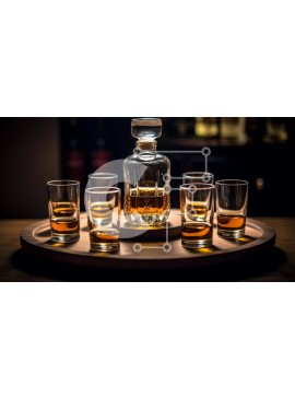 Σετ των 2 Intra Συλλεκτικό Ξύλινο Παζλ Plywood  4mm - Καράφα και ποτήρια σφηνάκι με μπουκάλι ουίσκι Σε Ξύλινο Κουτί - Διαστάσεις: 10x10 cm – 25 κομμάτια