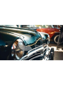 Intra Συλλεκτικό Ξύλινο Παζλ Plywood  4mm - Κλασικά αυτοκίνητα σε χώρο στάθμευσης Σε Ξύλινο Κουτί - Διαστάσεις Puzzle: 10x10 cm – 25 κομμάτια