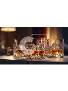 Σετ των 2 Intra Συλλεκτικό Ξύλινο Παζλ Plywood  4mm - Τέσσερα ποτήρια ουίσκι με παγάκια Σε Ξύλινο Κουτί - Διαστάσεις: 10x10 cm – 25 κομμάτια