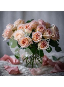 Σετ των 2 Intra Συλλεκτικό Ξύλινο Παζλ Plywood  4mm - Ροζ τριαντάφυλλα σε γυάλινο βάζο Σε Ξύλινο Κουτί - Διαστάσεις: 10x10 cm – 25 κομμάτια