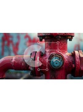 Intra Συλλεκτικό Ξύλινο Παζλ Plywood  4mm - Red Fire Hydrant Κοντά σε τοίχους καλυμμένους με γκράφιτι Σε Ξύλινο Κουτί - Διαστάσεις Puzzle: 10x10 cm – 25 κομμάτια