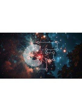 Intra Συλλεκτικό Ξύλινο Παζλ Plywood  4mm - Πολύχρωμη επίδειξη πυροτεχνημάτων στον νυχτερινό ουρανό Σε Ξύλινο Κουτί - Διαστάσεις Puzzle: 10x10 cm – 25 κομμάτια