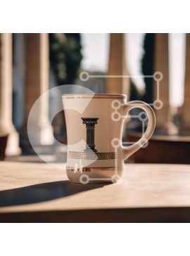 Σετ των 2 Intra Συλλεκτικό Ξύλινο Παζλ Plywood  4mm - Λευκή κούπα καφέ σε τραπέζι εξωτερικού χώρου Σε Ξύλινο Κουτί - Διαστάσεις: 10x10 cm – 25 κομμάτια