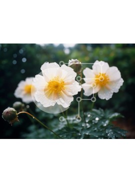 Intra Συλλεκτικό Ξύλινο Παζλ Plywood  4mm - Λευκά και κίτρινα λουλούδια με σταγονίδια νερού Σε Ξύλινο Κουτί - Διαστάσεις: 10x10 cm – 25 κομμάτια