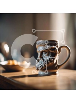 Σετ των 2 Intra Συλλεκτικό Ξύλινο Παζλ Plywood  4mm - Κούπα Καφέ με Πρόσωπο Αρχαιοελληνικού Θεού και Φρούτα Σε Ξύλινο Κουτί - Διαστάσεις: 10x10 cm – 25 κομμάτια