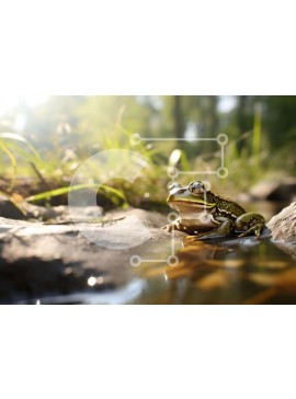 Intra Συλλεκτικό Ξύλινο Παζλ Plywood  4mm - Ειρηνικός βάτραχος που αναπαύεται στους βράχους Σε Ξύλινο Κουτί - Διαστάσεις: 10x10 cm – 25 κομμάτια