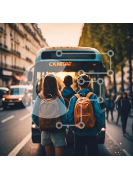 Intra Συλλεκτικό Ξύλινο Παζλ Plywood  4mm - Ομάδα νέων που περιμένουν το λεωφορείο Σε Ξύλινο Κουτί - Διαστάσεις Puzzle: 10x10 cm – 25 κομμάτια