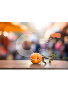 Σετ των 2 Intra Συλλεκτικό Ξύλινο Παζλ Plywood  4mm - Φρέσκο ​​ροδάκινο σε ξύλινο τραπέζι Σε Ξύλινο Κουτί - Διαστάσεις: 10x10 cm – 25 κομμάτια