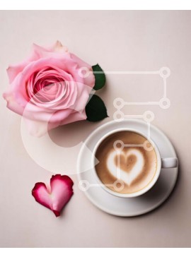 Σετ των 2 Intra Συλλεκτικό Ξύλινο Παζλ Plywood  4mm - Ζεστό και άνετο φλιτζάνι καφέ με σχέδια καρδιάς και ροζ τριαντάφυλλα Σε Ξύλινο Κουτί - Διαστάσεις: 10x10 cm – 25 κομμάτια