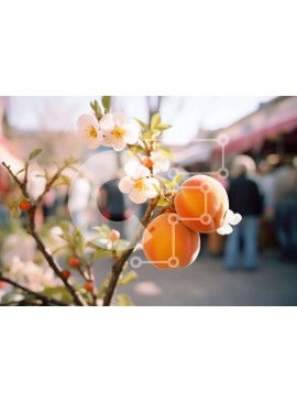 Intra Συλλεκτικό Ξύλινο Παζλ Plywood  4mm - Βερίκοκα στην πορτοκαλιά στην αγορά με τους ανθρώπους Σε Ξύλινο Κουτί - Διαστάσεις: 10x10 cm – 25 κομμάτια