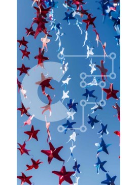 Intra Συλλεκτικό Ξύλινο Παζλ Plywood  4mm - Γιορτή 4ης Ιουλίου με χάρτινα φανάρια σε σχήμα αστεριού Σε Ξύλινο Κουτί - Διαστάσεις Puzzle: 10x10 cm – 25 κομμάτια