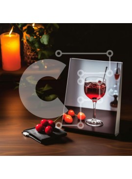 Σετ των 2 Intra Συλλεκτικό Ξύλινο Παζλ Plywood  4mm - Τραπέζι με κρασί και κεράσια Σε Ξύλινο Κουτί - Διαστάσεις: 10x10 cm – 25 κομμάτια